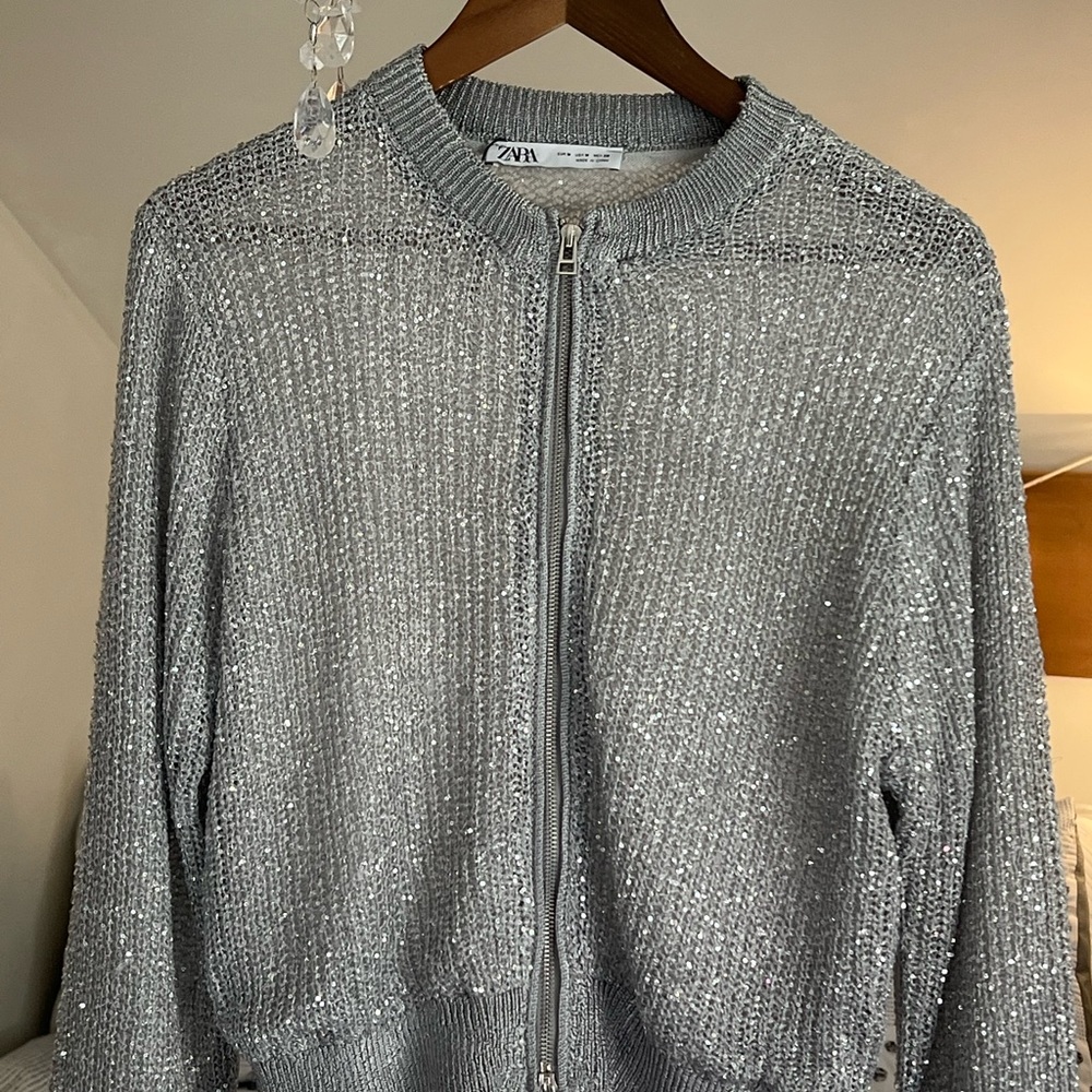 NWT Zara Knit Sequin Bomber 🤩